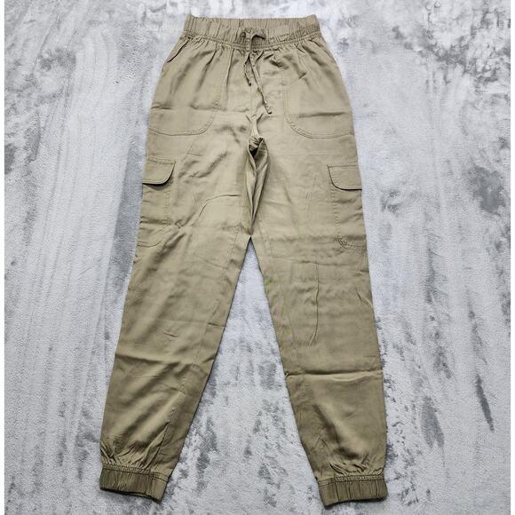 Japna Pants Womens S Tan Drawstring Waist Pull On Lyocell Cargo Jogger Casual - Picture 1 of 10